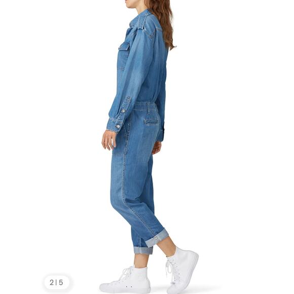 Current/Elliott The Crew Coverall Cropped Denim Jumpsuit  size 1 US4 - Picture 4 of 16